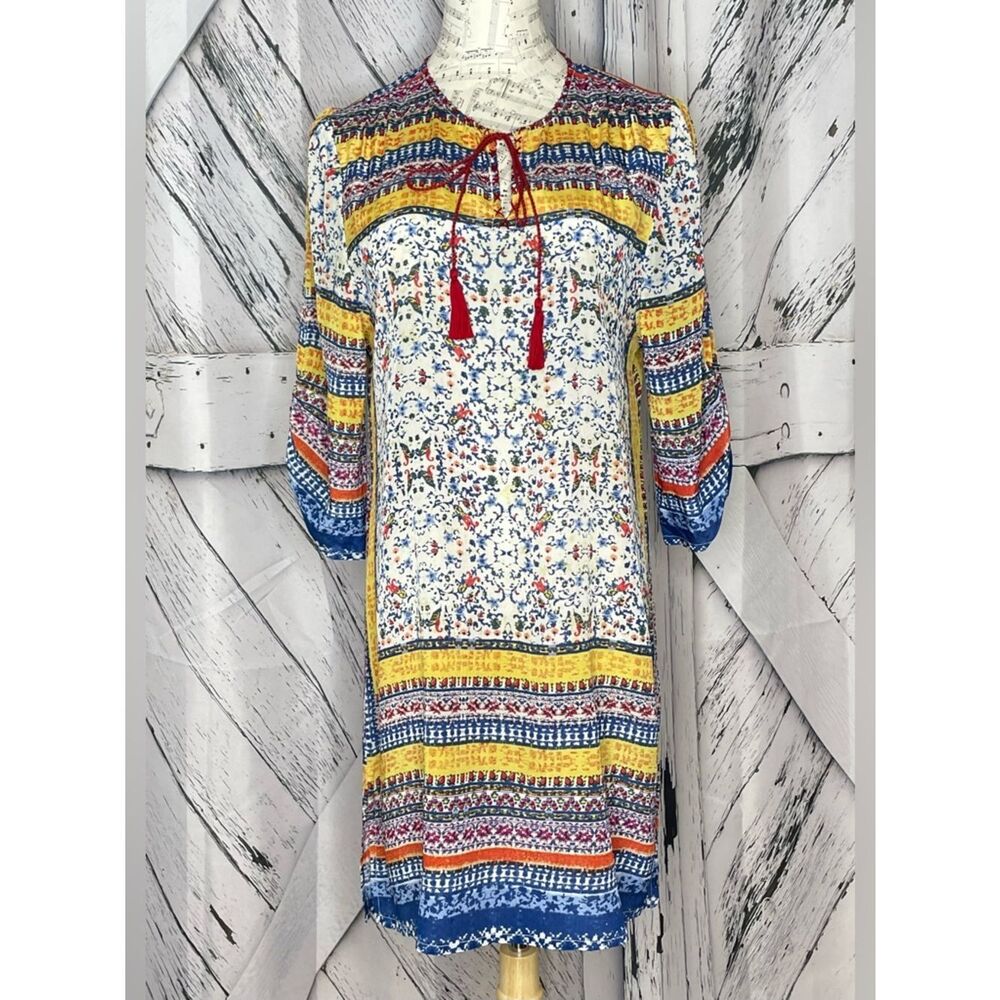 Kyla Seo by Anthropologie long sleeve boho shift mini dress S